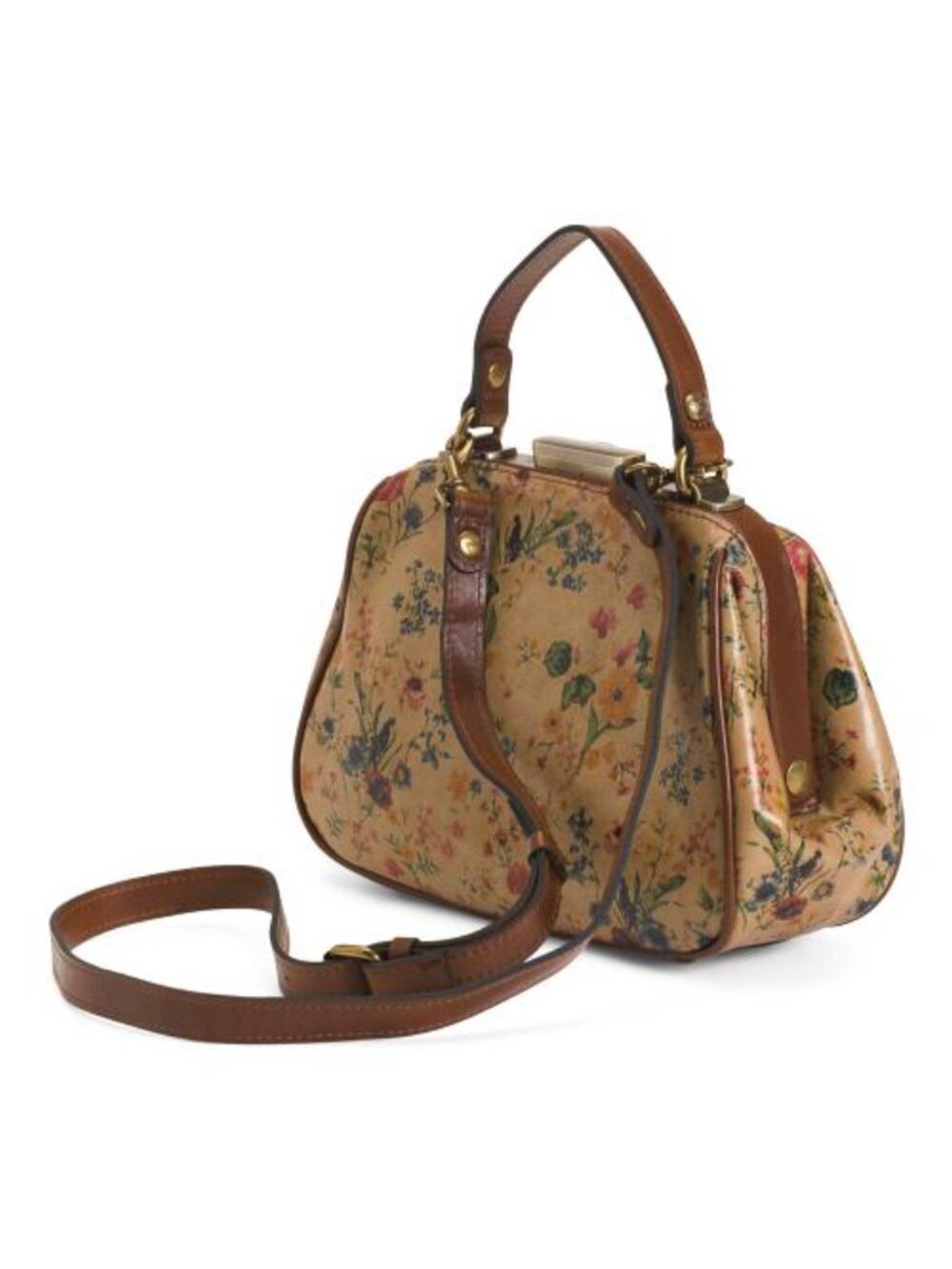 PATRICIA NASH Leather Gracchi Framed Satchel With Crossbody Strap - Picture 3 of 5